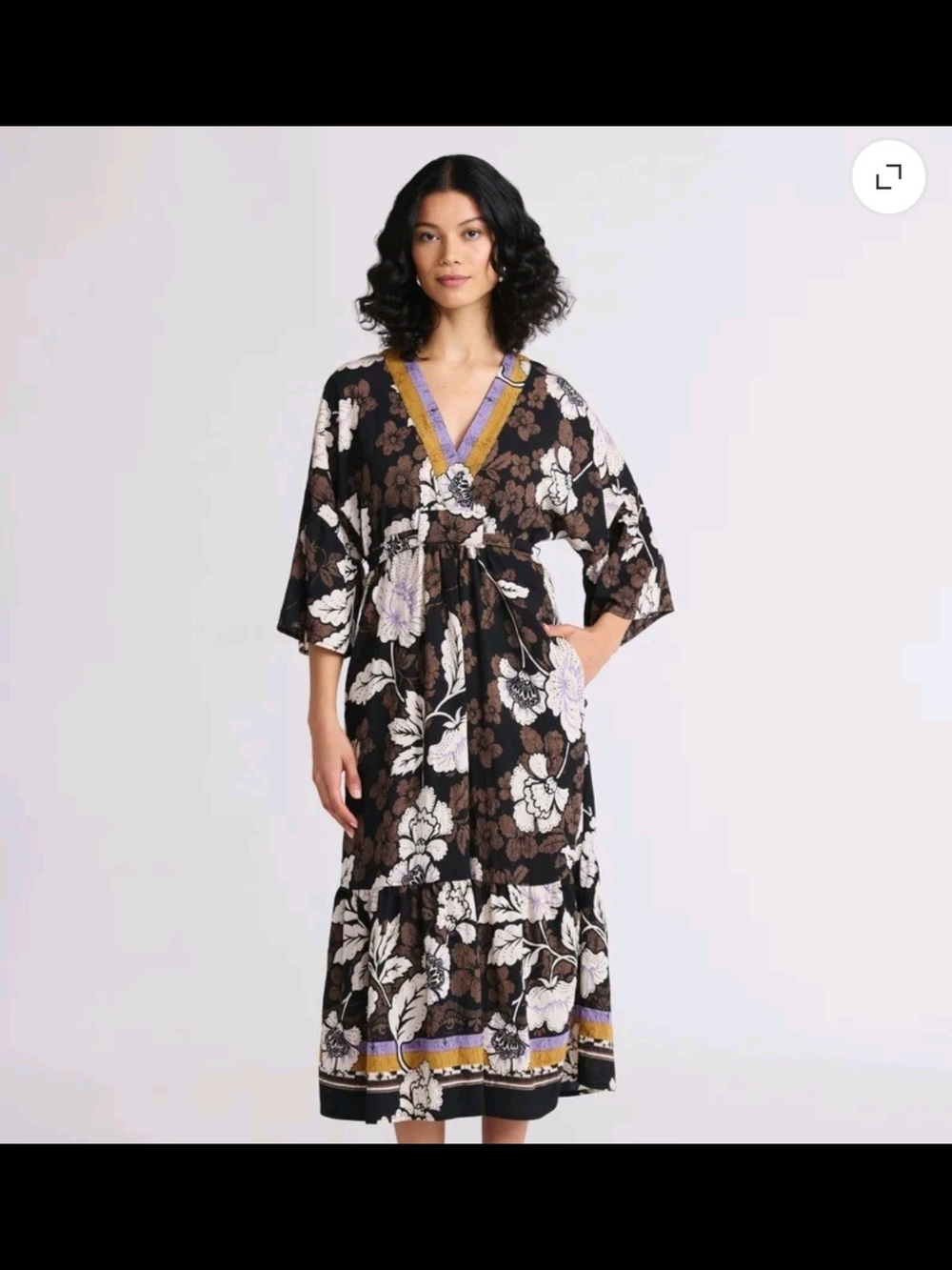Sofia Jeans by Sofia Vergara - Kimono Sleeve Floral Midi Dress